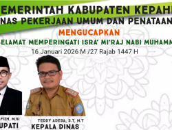 Dinas PUPR Kabupaten Kepahiang Mengucapkan Selamat Memperingati Isra’ mi’raj 16 Januari 2026 M / 27 Rajab 1447 H