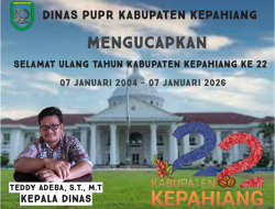 Dinas PUPR Kabupaten Kepahiang Mengucapkan Selamat Hari Jadi Kabupaten Kepahiang Ke 22